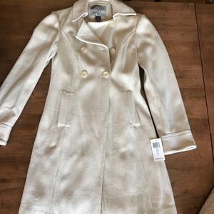 NWT Mac and Jac Cream/ Ivory Long Peacoat Size 4